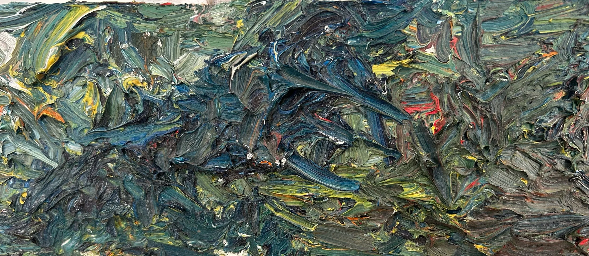 Detail- "June 1995,” oil on panel, 4”x19”