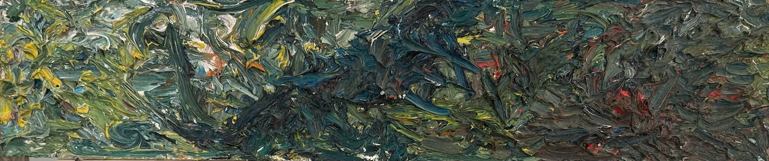 June 1995,” oil on panel, 4”x19”