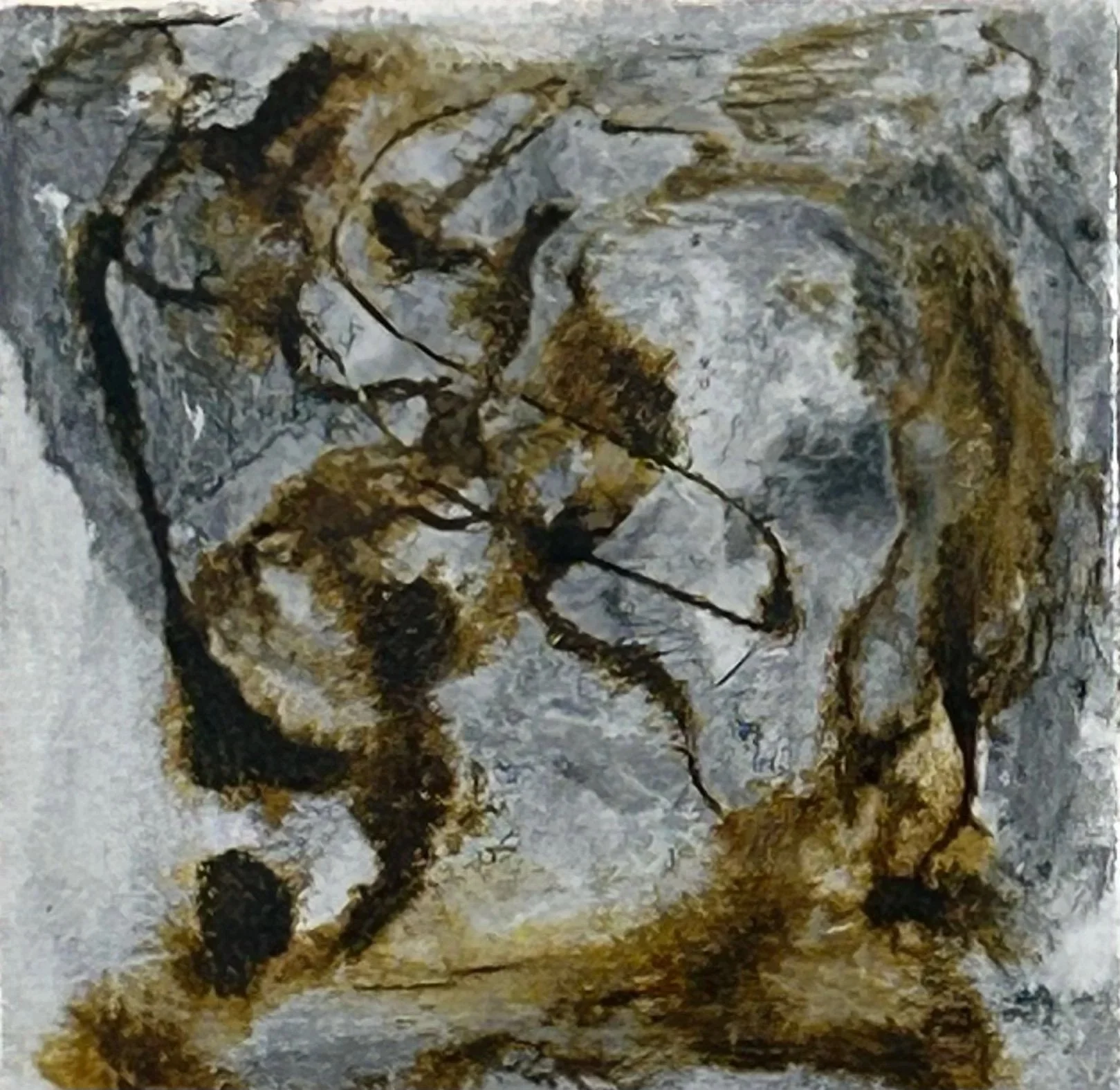 “8-9-‘25,” Sumi & FW ink on canvas, 8”x8”