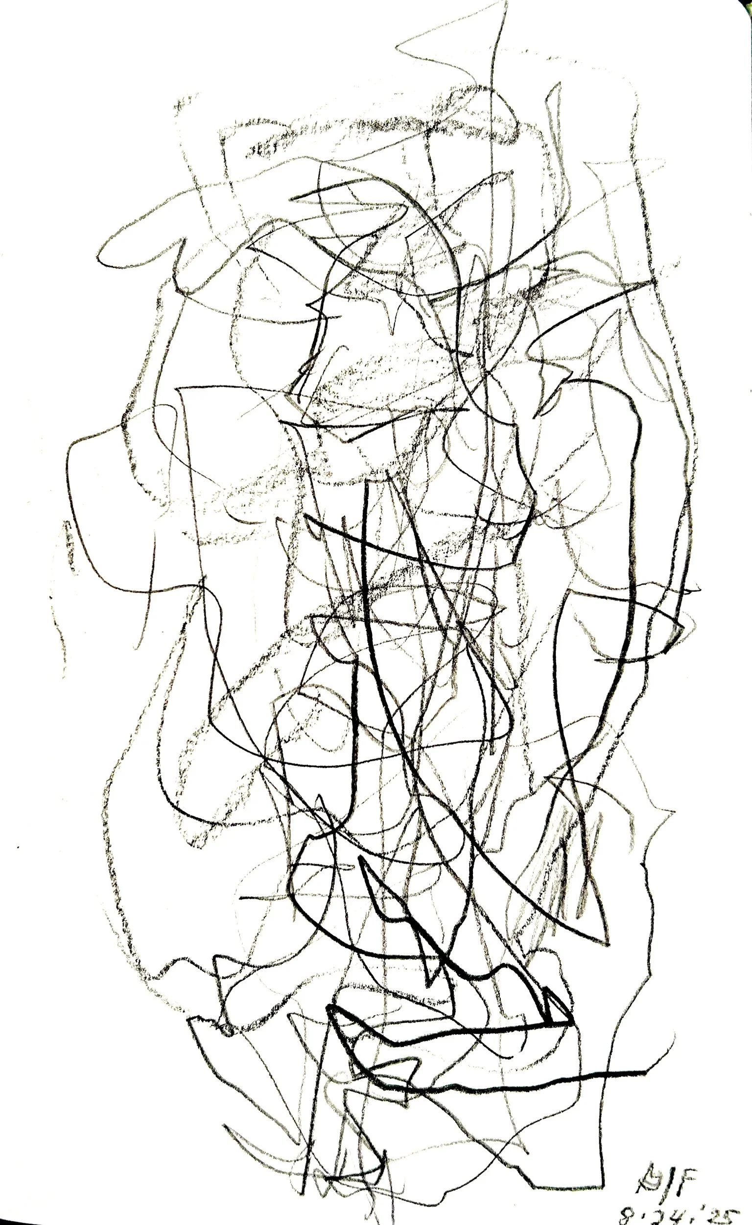 “8-24-‘25,” pencil on paper, 8”X5”
