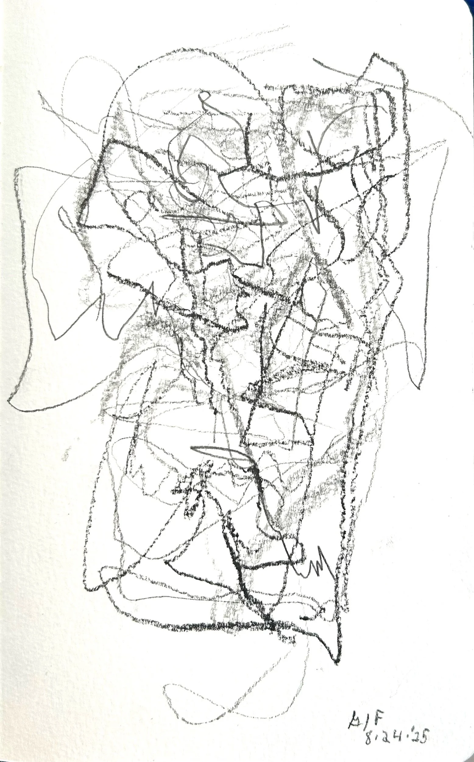 “8-24-‘25,” pencil on paper, 8”X5”