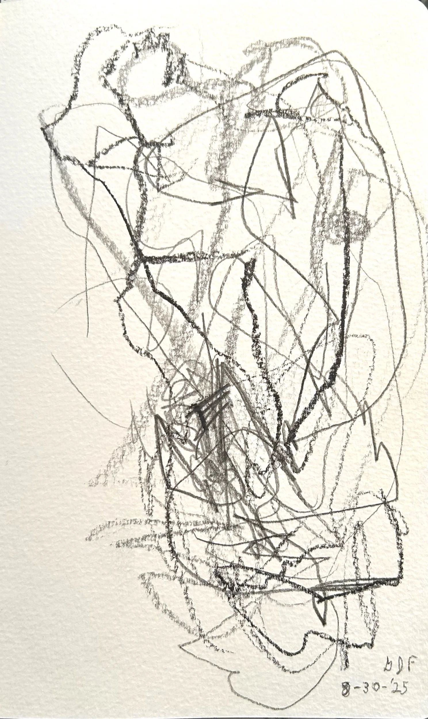 “8-30-‘25,” pencil on paper, 8”x4”