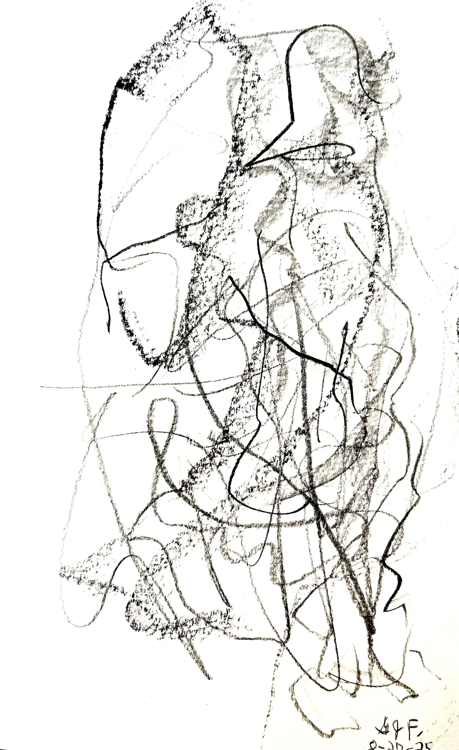 “8-27-‘25,” pencil on paper, 8”x4”