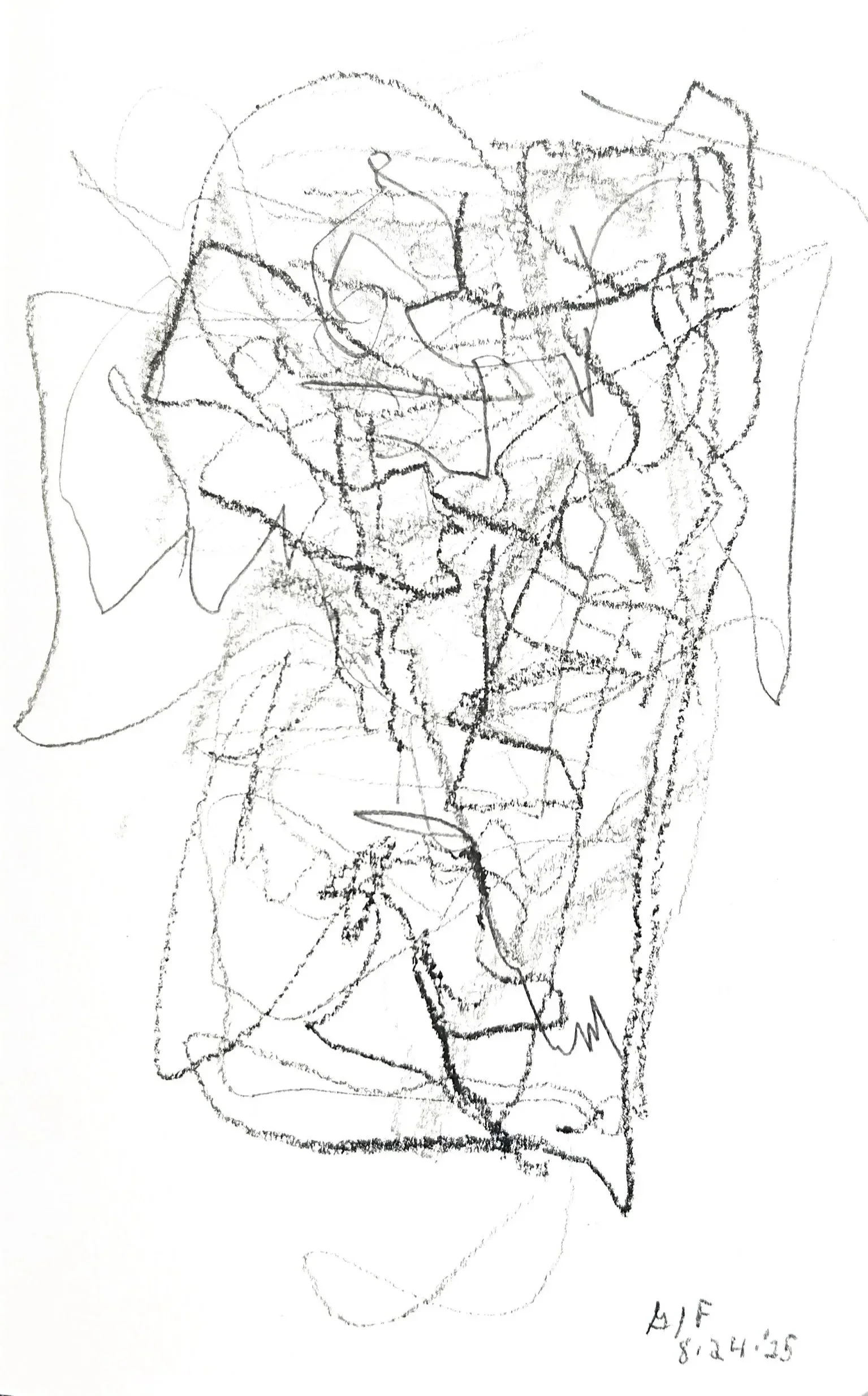 “8-24-‘25,” pencil on paper , 8”x5”