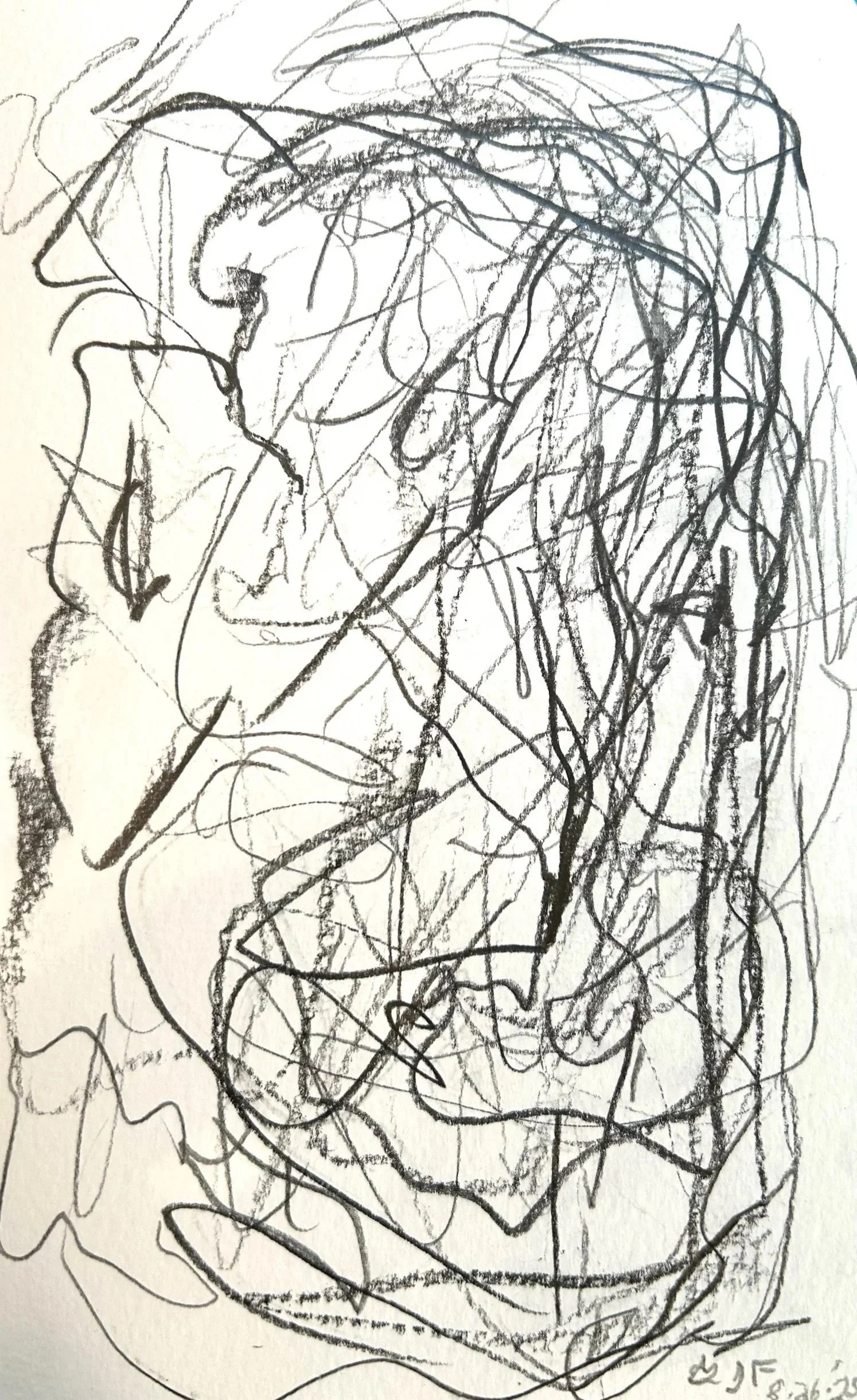 “8-26-’25,” pencil on paper, 8”x5”