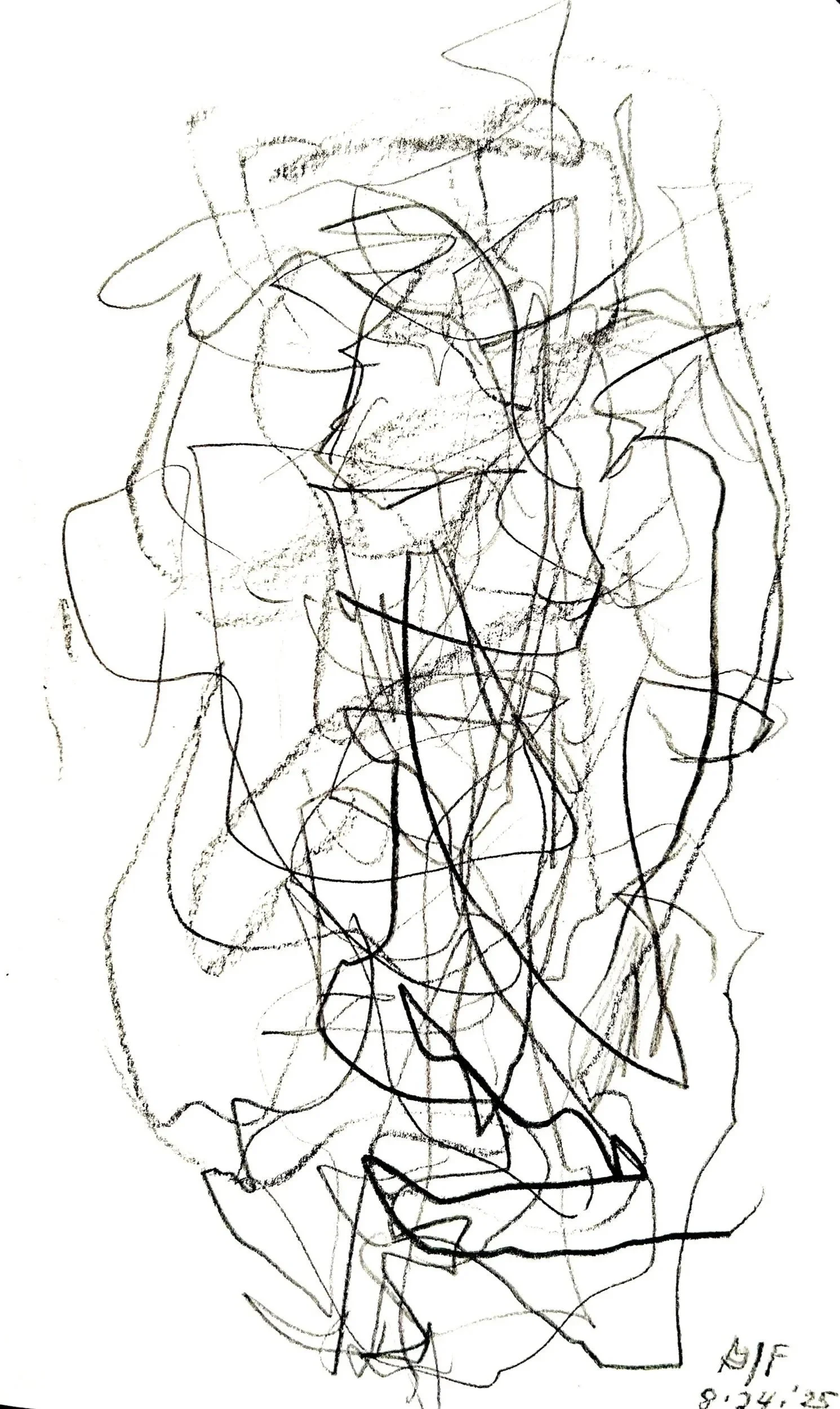 “8-24-‘25,” pencil on paper, 8”X5”