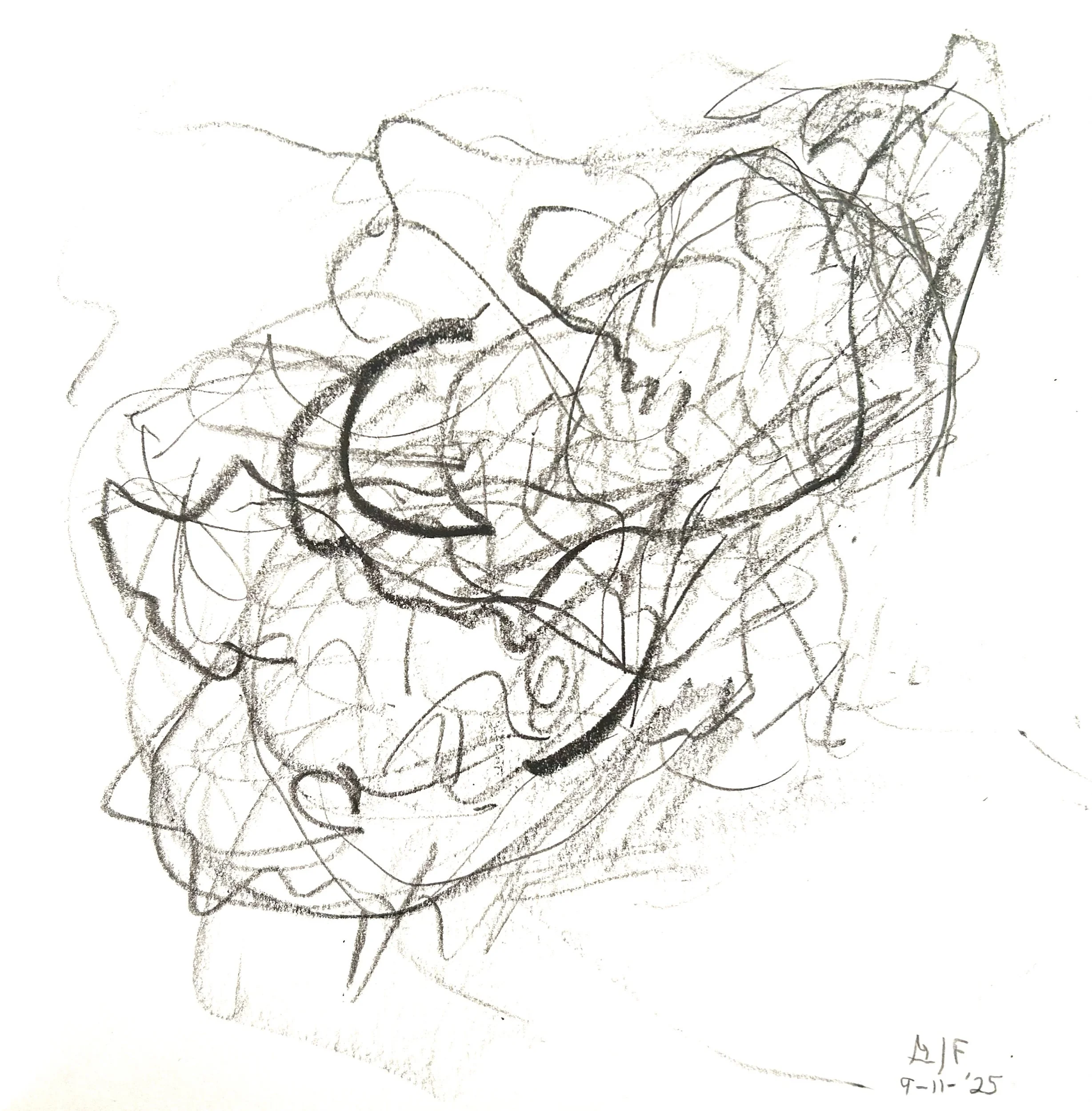 “9-11-‘25,” pencil on paper, 9”x9”