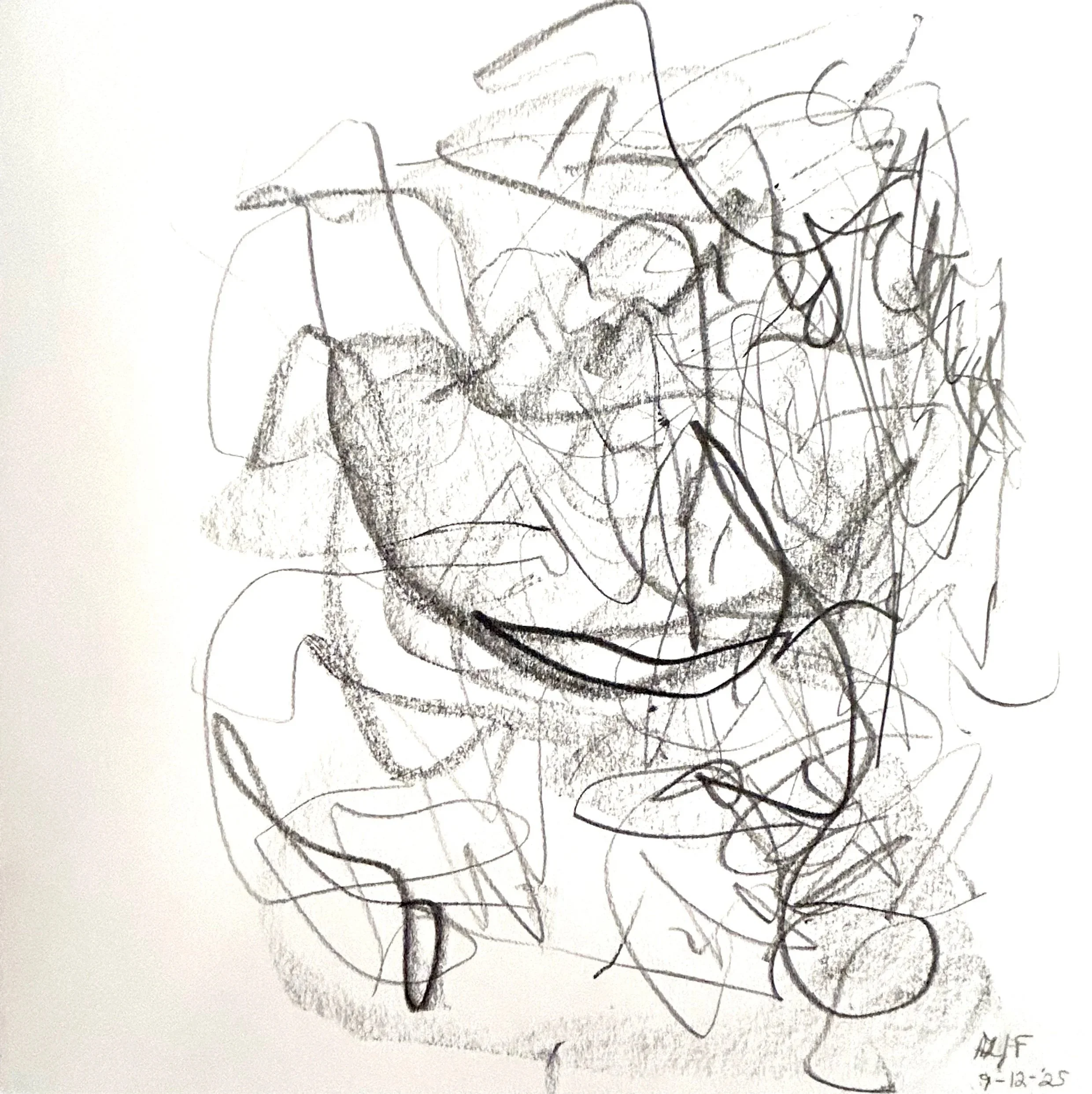“9-12-‘25,” pencil on paper, 9”x9”