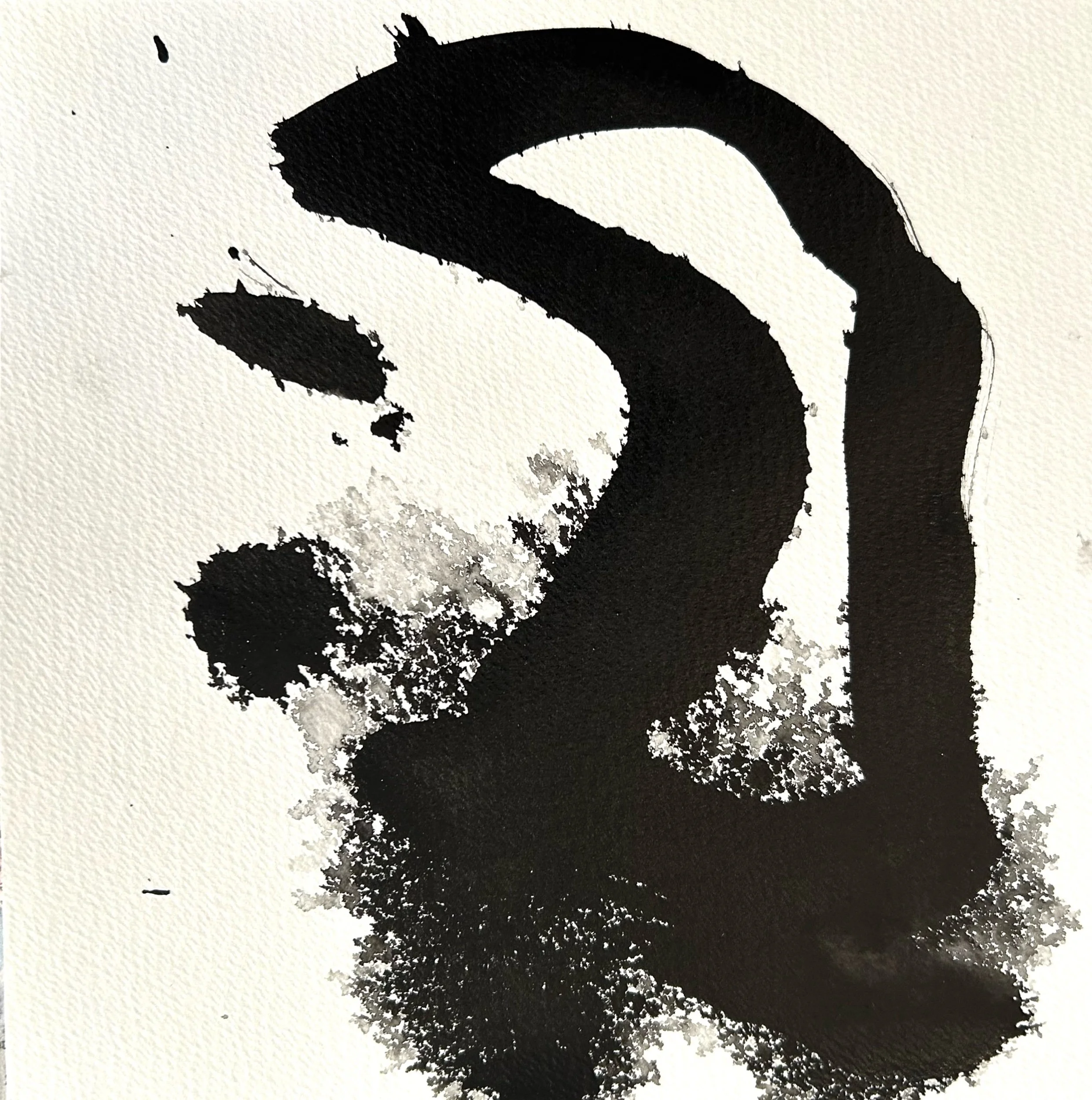 “9-23-‘25” Sumi ink on Fluid uwatercolor paper, 8”x8”
