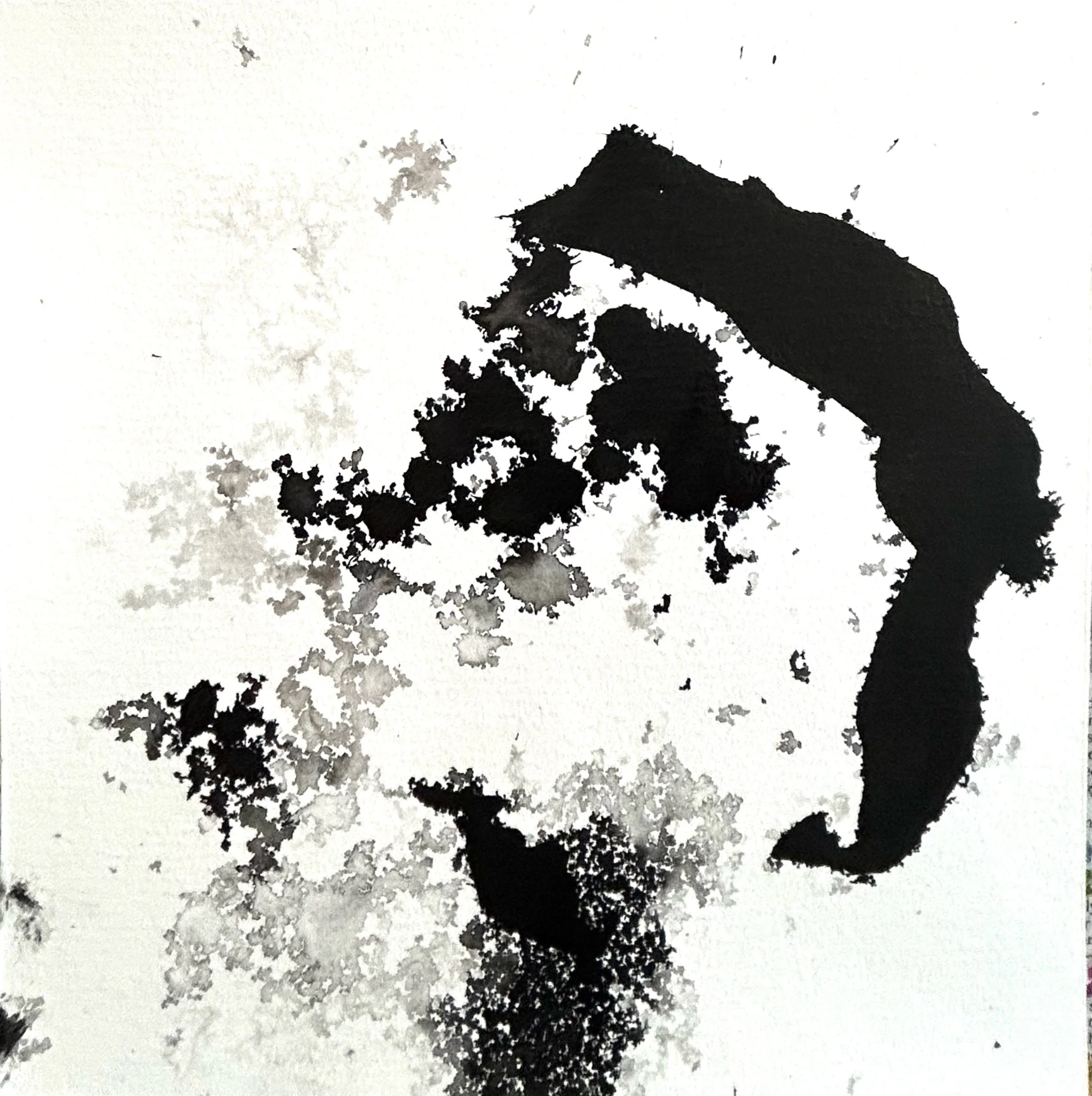 “9-23-‘25” Sumi ink on Fluid uwatercolor paper, 8”x8”
