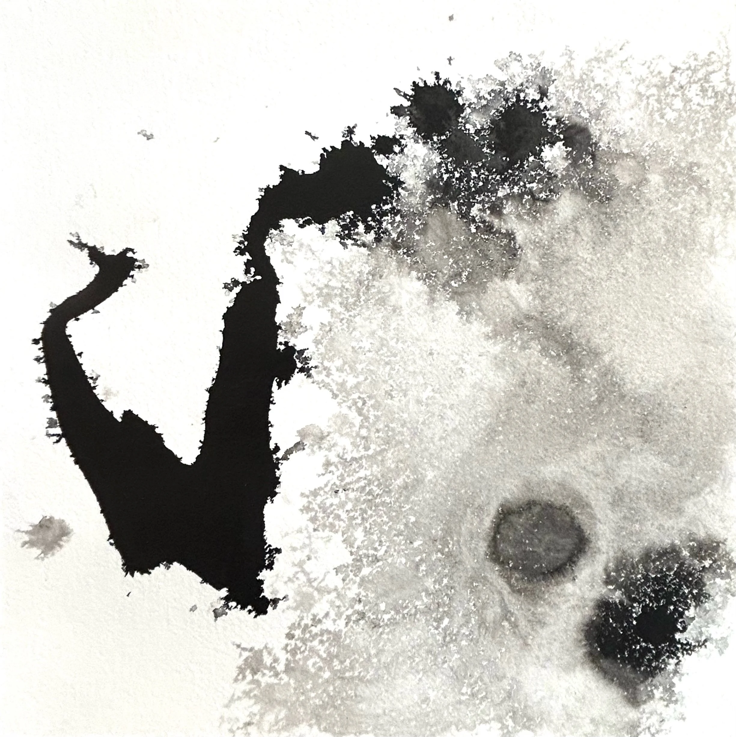 “9-23-‘25” Sumi ink on Fluid uwatercolor paper, 8”x8”