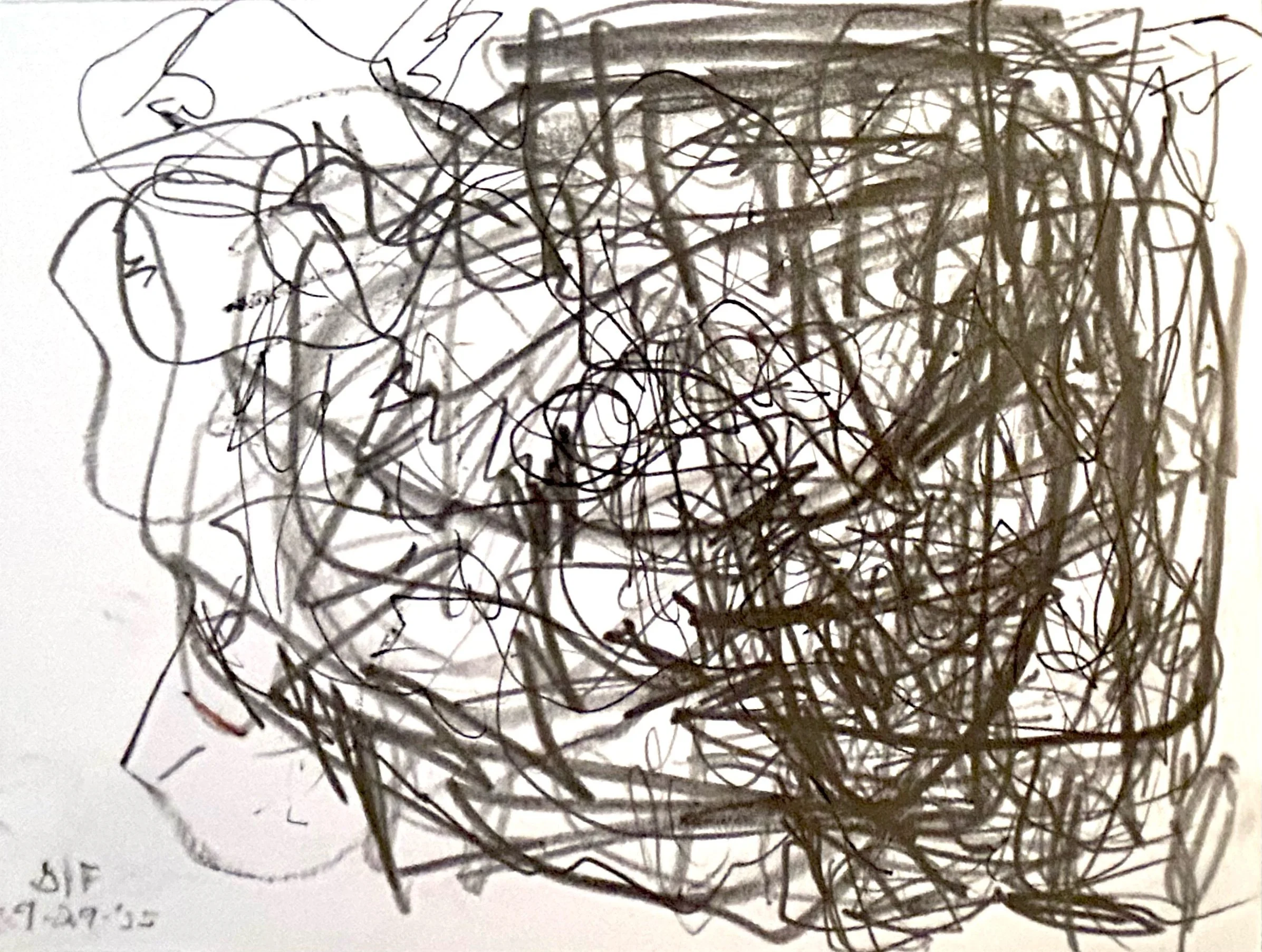 “9-29-‘25,” pencil on Fluid watercolor paper, 6”x9”