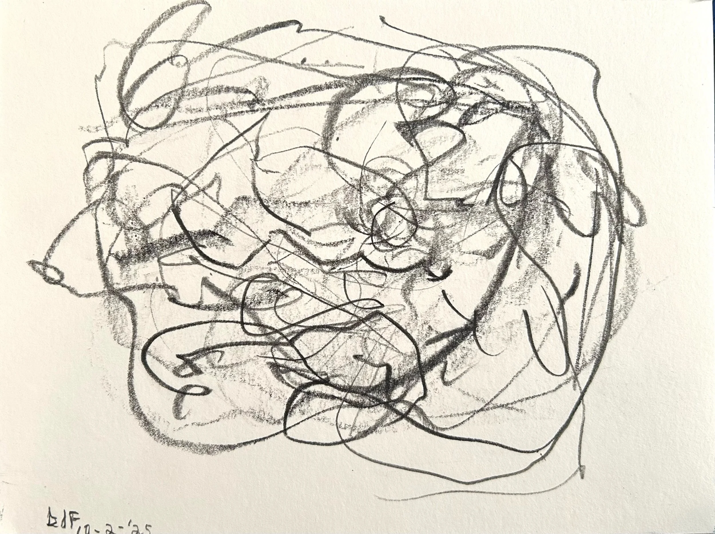 “10-2-‘25,” pencil on Fluid watercolor paper, 6”x8”