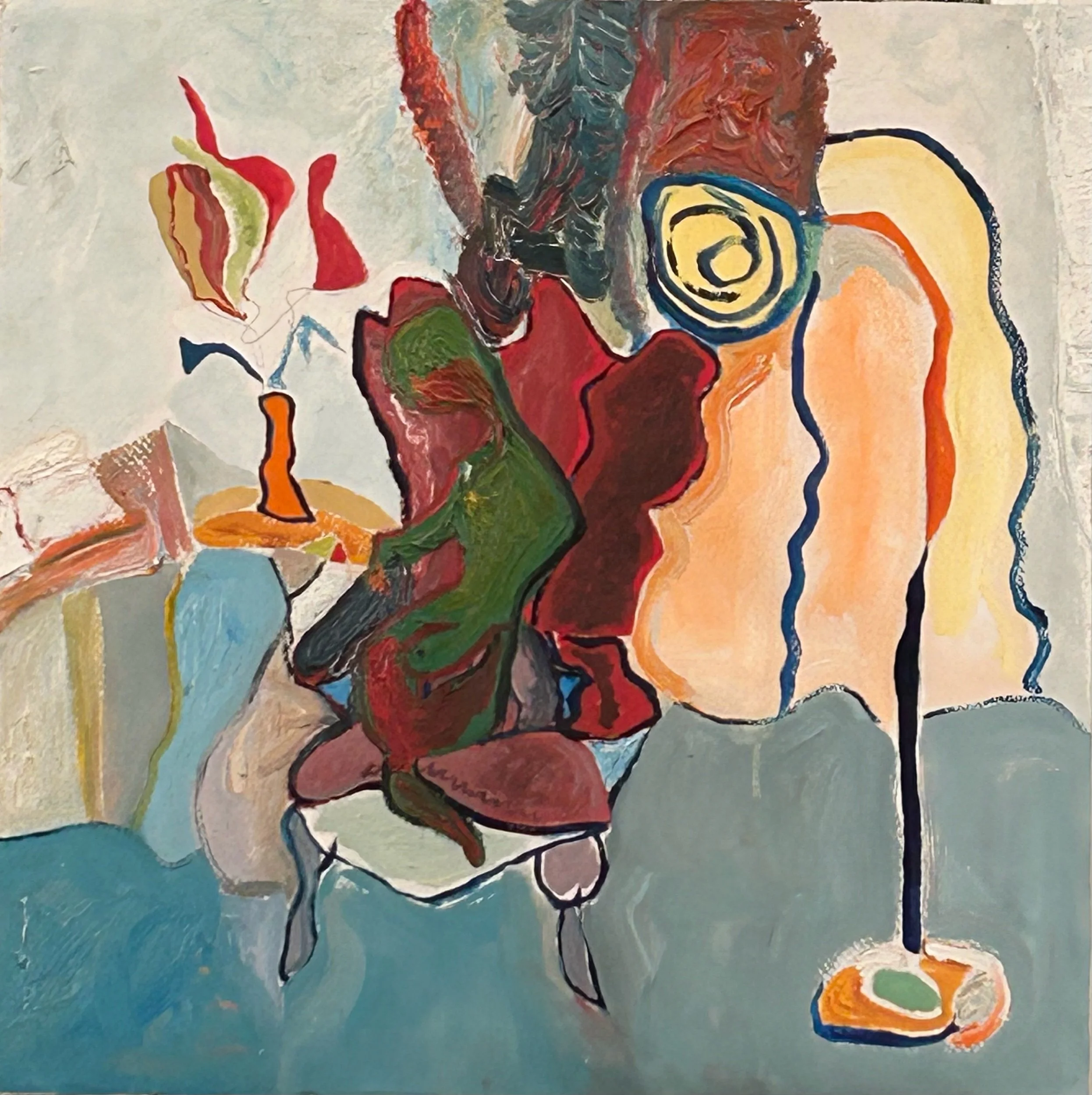 “Heidi Reading” oil on paper on canvas, 22”x22” (Summer 1996)