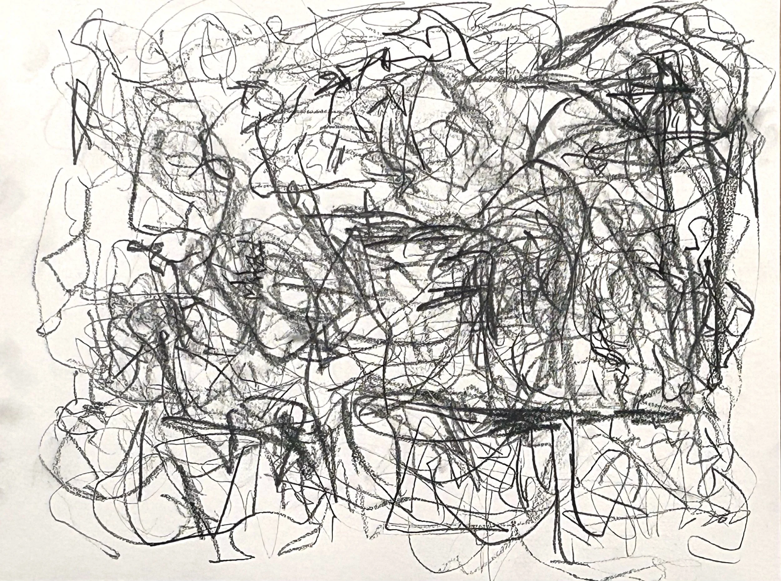 “A Gathering” 1-20-‘26, graphite on “Fluid” watercolor paper, 12”x 16”