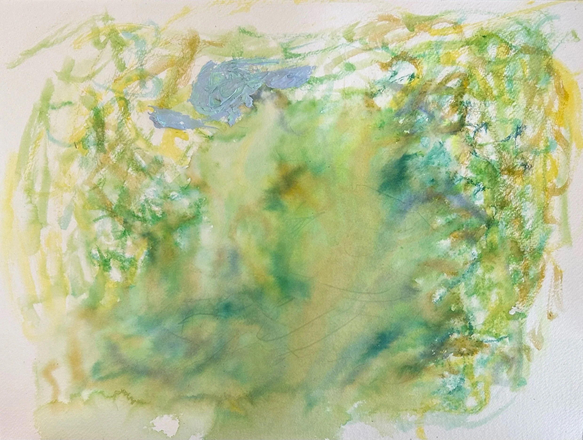 “A Gathering” 2-24-‘26, watercolor on “Fluid” paper, 9”x12”