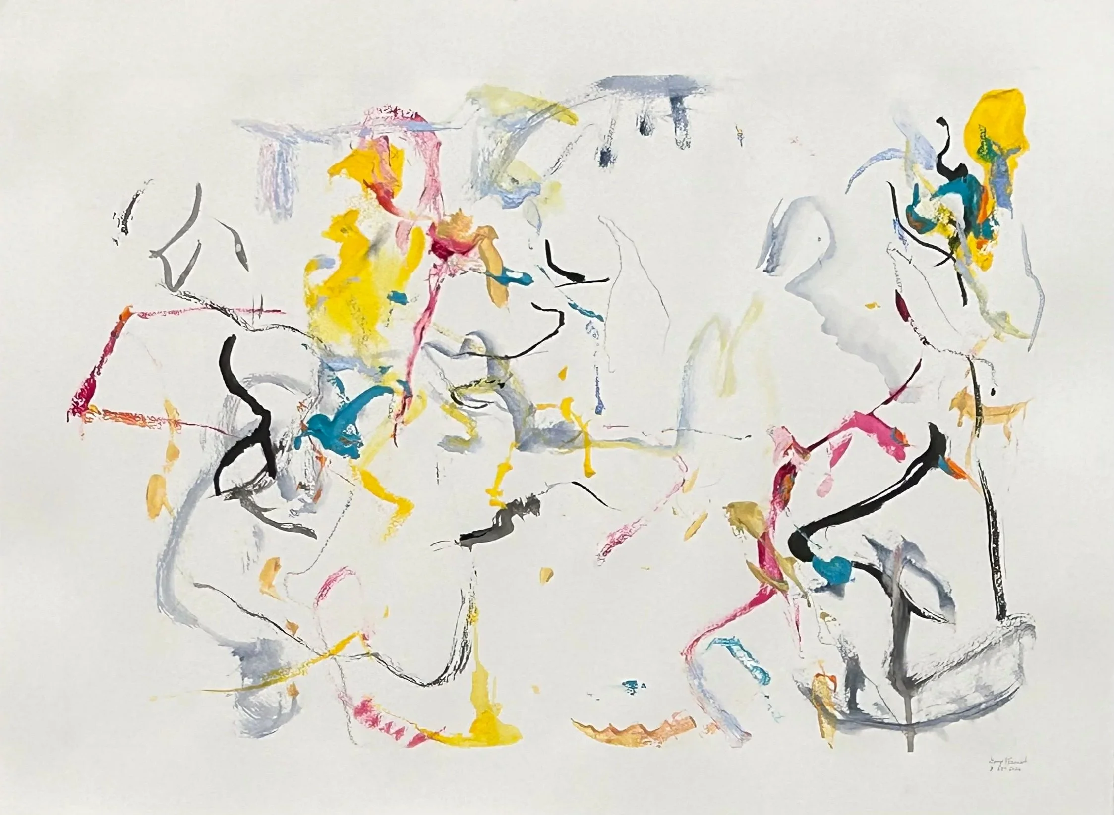 8-26-2026, graphite, Sumi ink, acrylic on Fabriano watercolor paper,  22”x30”
