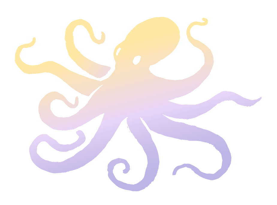 A gradient octopus sketch in shades of butter, lavender, periwinkle.