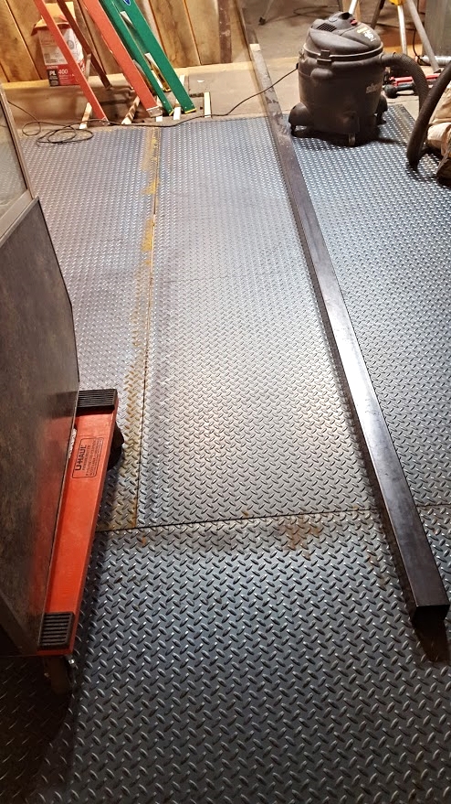Steel plate on floor