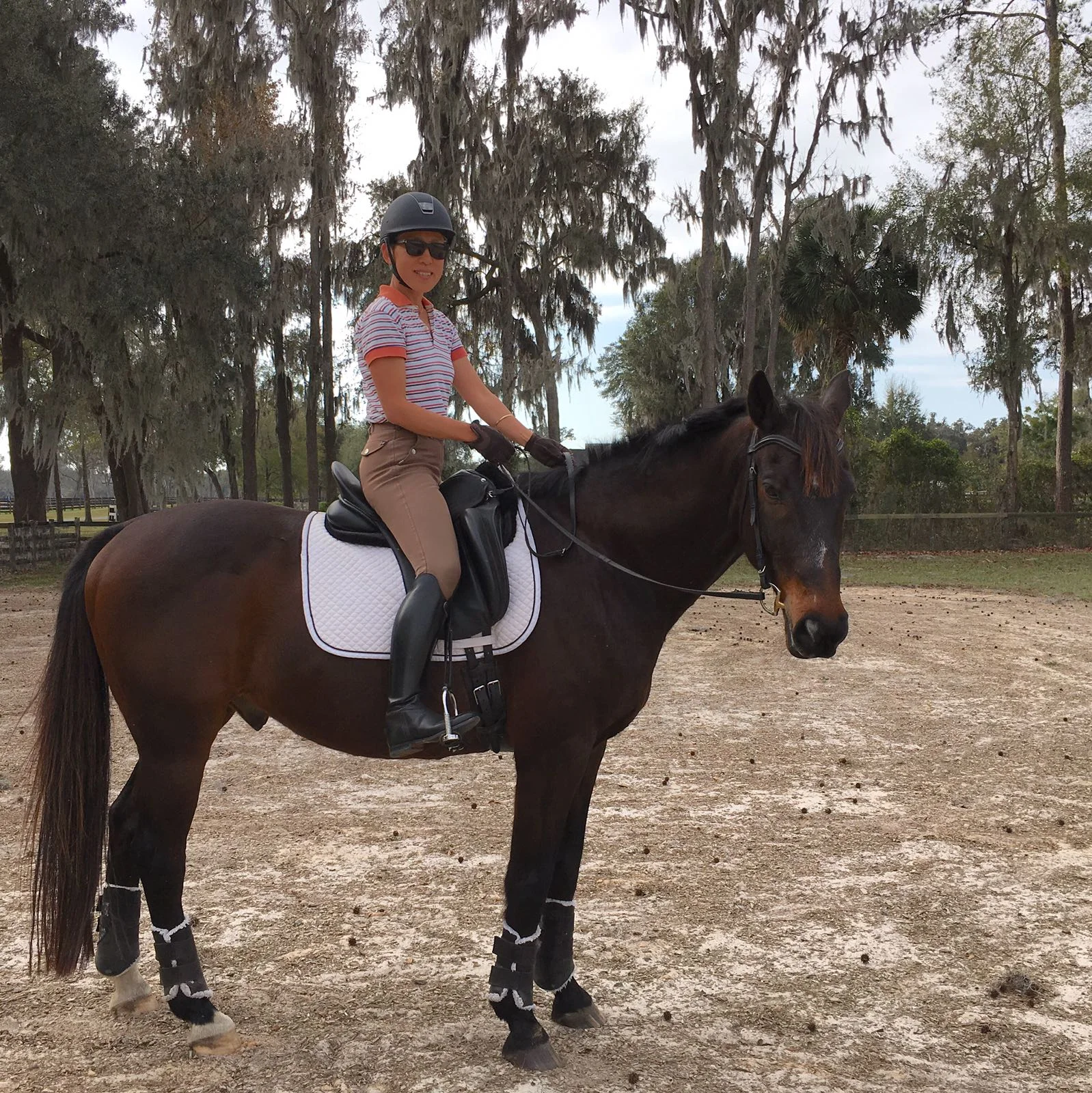 Student from Japan with Dutch Warmblood “Bubba”, our schoolmaster!