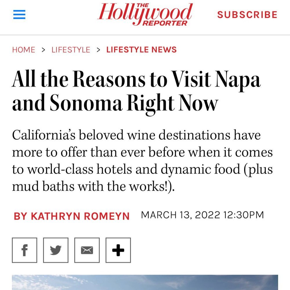 The Hollywood Reporter: All The Reasons to Visit Napa and Sonoma Right Now