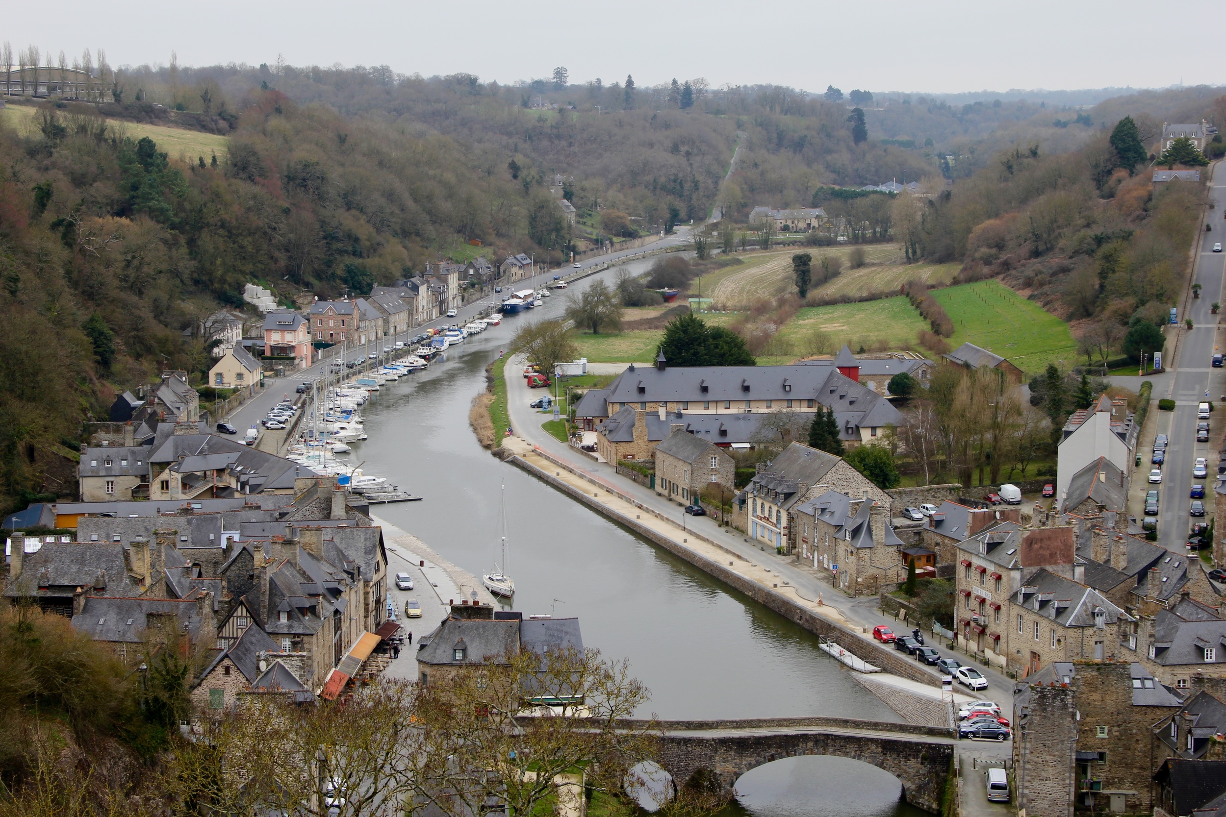 View of the River Rance from the gardens behind Dinan's basilica