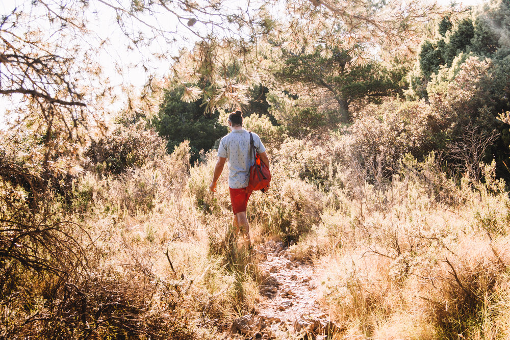 Hiking to our own secluded beach