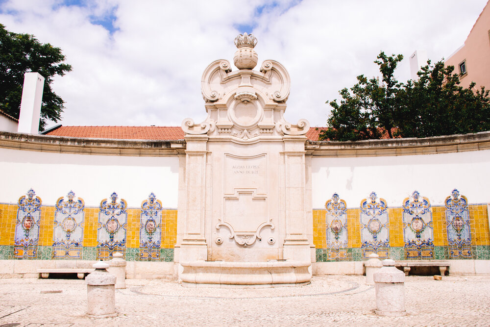 A tiled courtyard in Lisbon