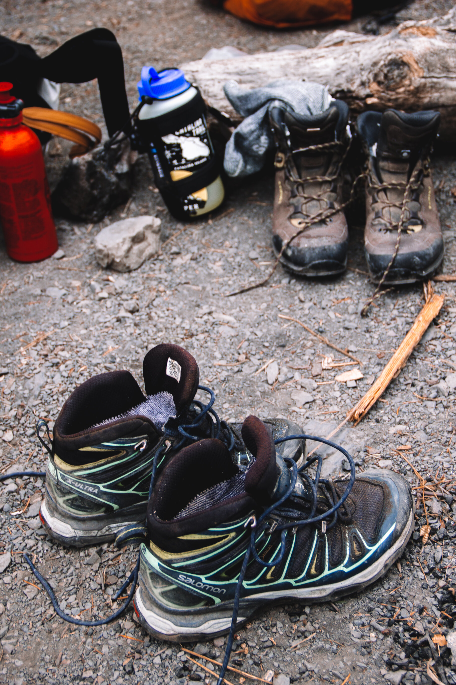 Giving our feet a much needed break after arriving to camp