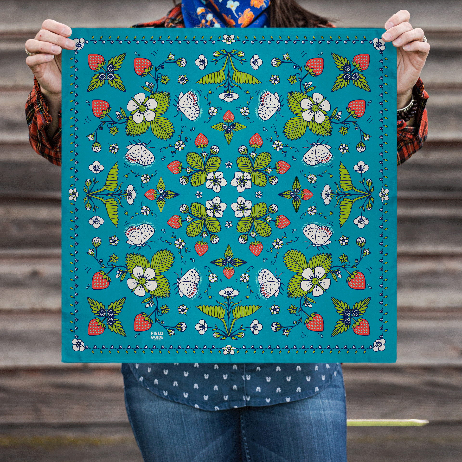 Woodland-Strawberry-Blue-Leaves-Bandana-Field-Guide-Designs-6.png