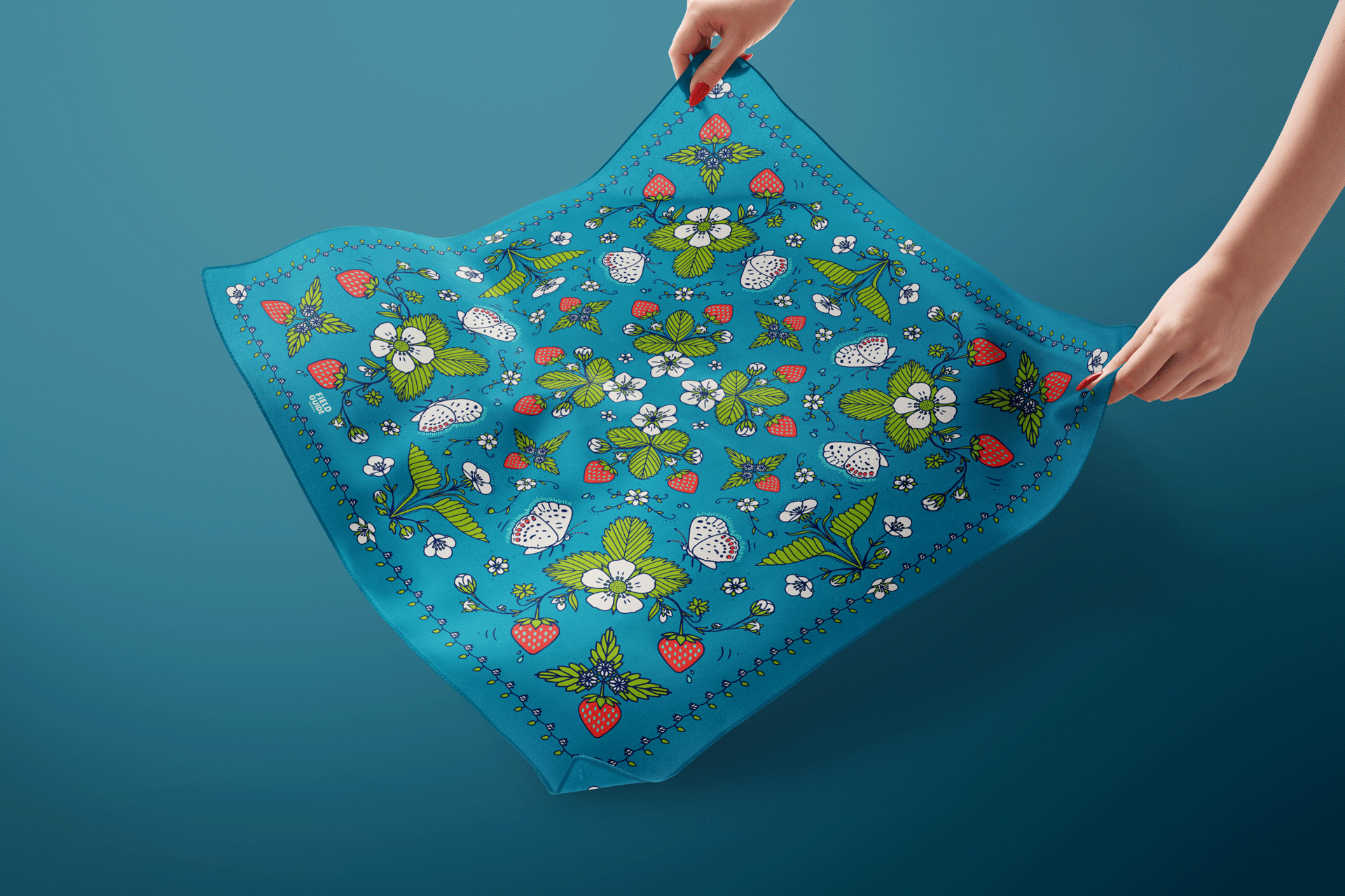 Woodland-Strawberry-Blue-Leaves-Bandana-Field-Guide-Designs-4.png