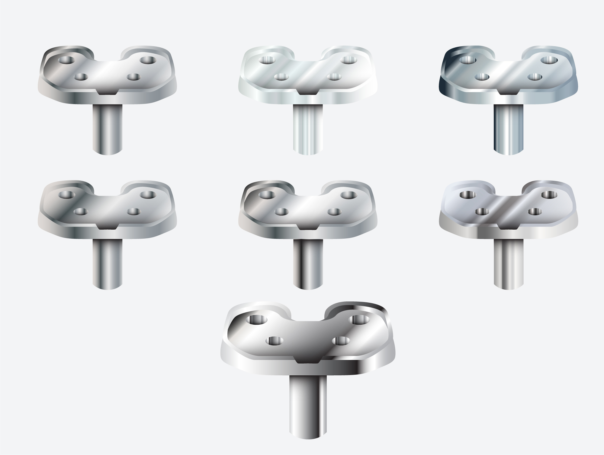 Study of metal renderings for the prosthetic illustrations.