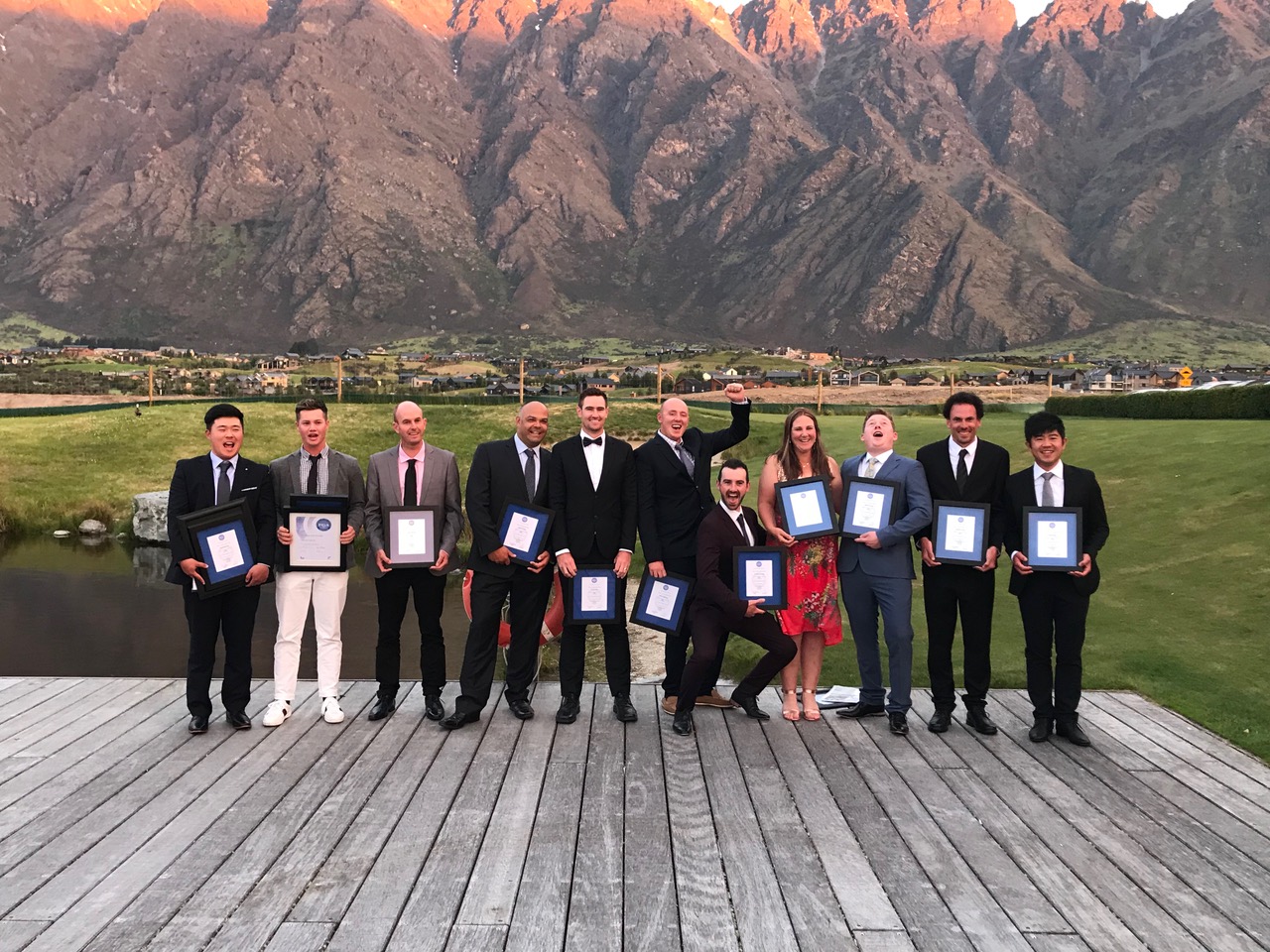 The graduating trainees for 2018 at Jacks Point in Queenstown. All now have full membership and are working in the golf industry.
