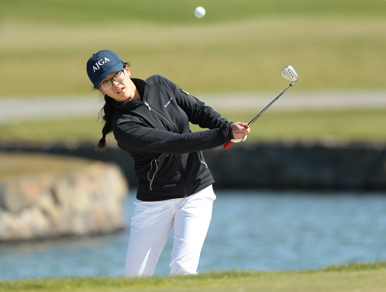 Mary Chen from Auckland in action during the Pegasus Open in North Canterbury. She won by three shots. Photo credit: New Zealand Golf.