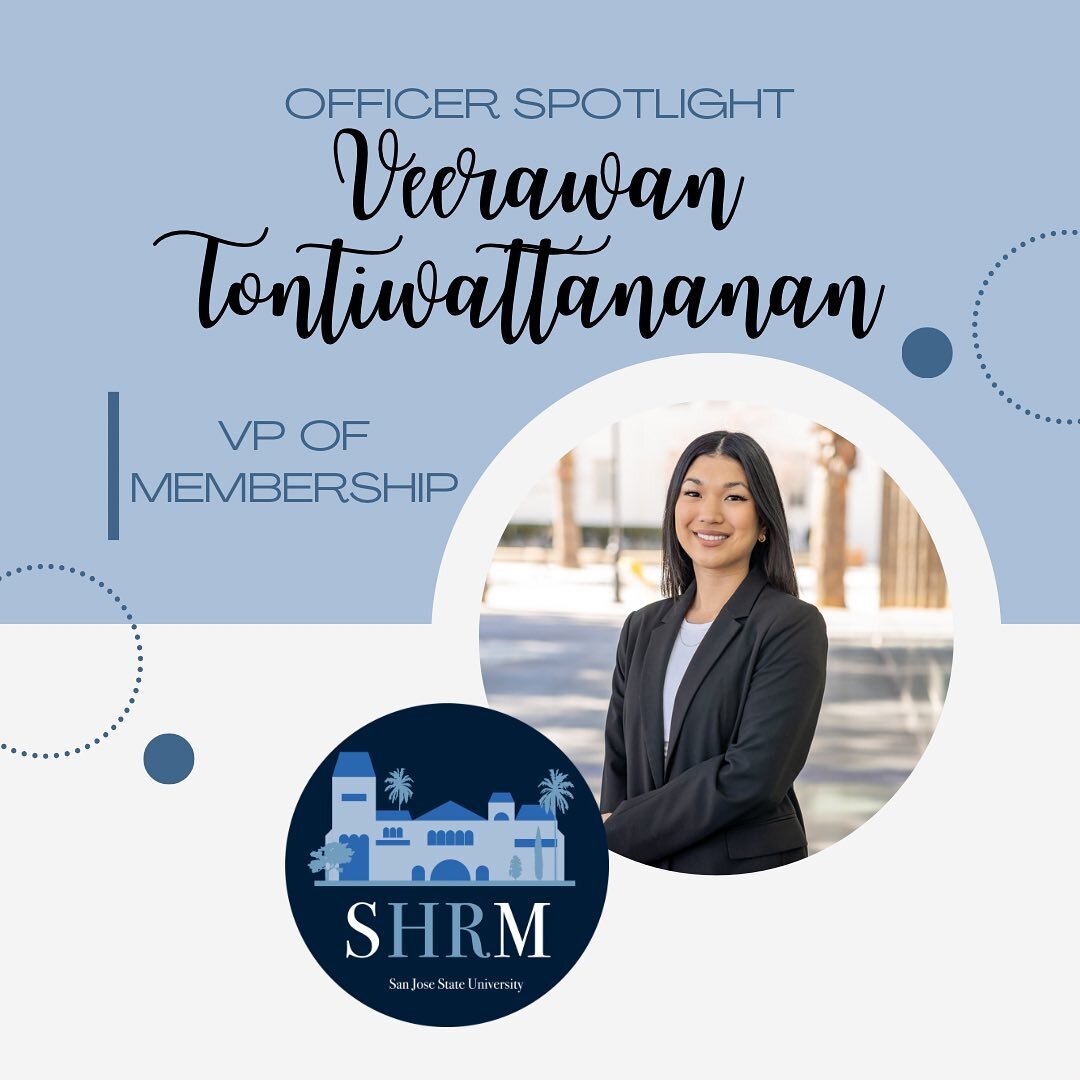 Meet our VP of Membership, Veerawan Tontiwattananan ✨💙

Swipe through to see what SHRM means to Veerawan and what her personality item was!

Pronouns: she/her/hers

Major: Business Administration - Human Resource Management 

Anticipated Graduation: