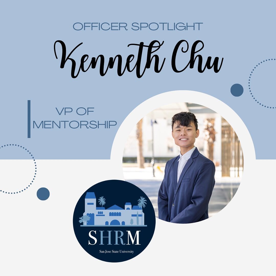 Meet our VP of Mentorship, Kenneth Chu ✨💙

Swipe through to see what SHRM means to Kenneth and what his personality item was!

Pronouns: he/him/his

Major: Business Administration - Human Resource Management 

Anticipated Graduation: Spring 2023

My