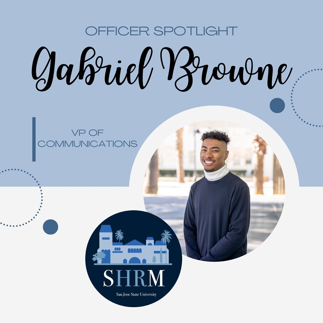 Meet our VP of Communications, Gabriel Browne ✨💙

Swipe through to see what SHRM means to Gabriel and what his personality item was!

Pronouns: he/him/his

Major: Business Administration - Human Resource Management 

Anticipated Graduation: Spring 2