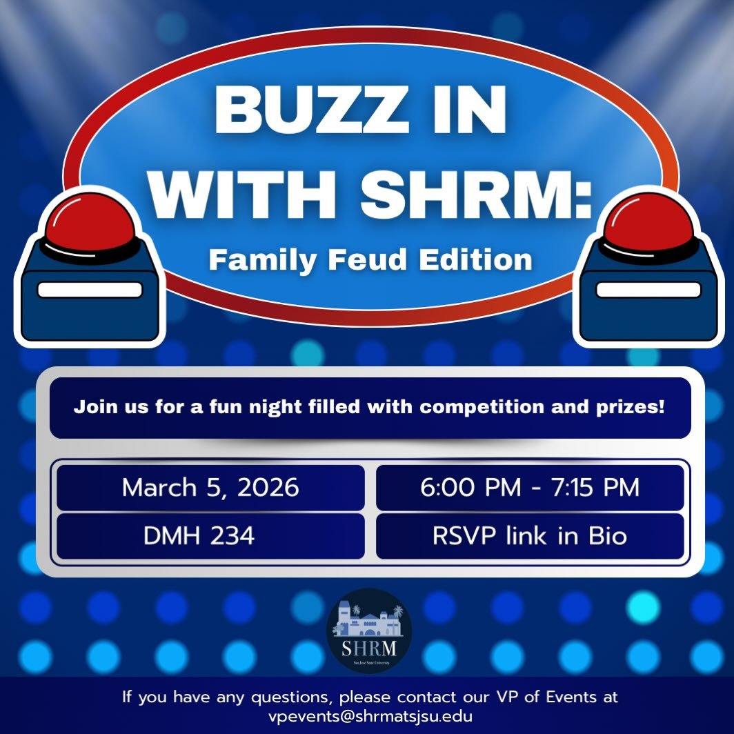(UPDATE: Location changed to DMH 150)

🎤Think you know the top answers? Prove it at SHRM&rsquo;s Family Feud Night for an evening of fun, competition, and prizes!💙

Join us for our first social event of the semester and connect with fellow members 