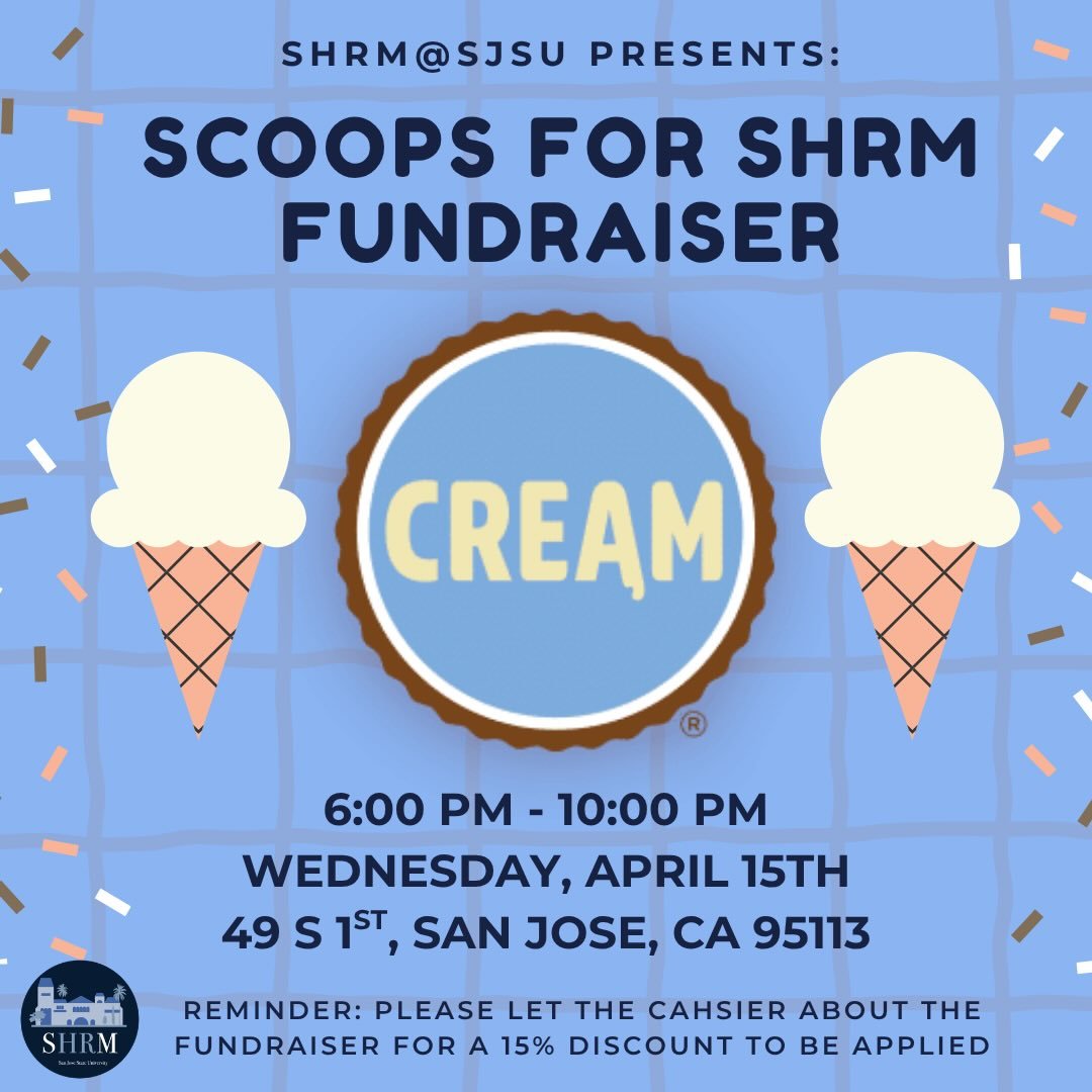 I scream, you scream, we all scream for ice cream! 🍨

Craving a sweet treat? SHRM is hosting a fundraiser next Wednesday and things are about to get sweet. Join us for a pastel-filled night of ice cream, sprinkles, and good vibes. 🌈

Whether you&rs