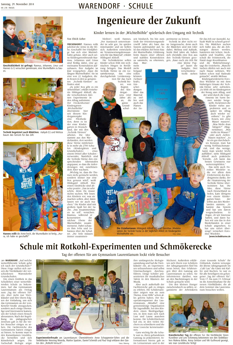 Naturwissenschaftliche Experimente im Kindergarten einfach durchführen mit den Technik Türmen, den Materialwagen mit Experimentierkoffern und Baukästen für Vorschule und Kindergarten