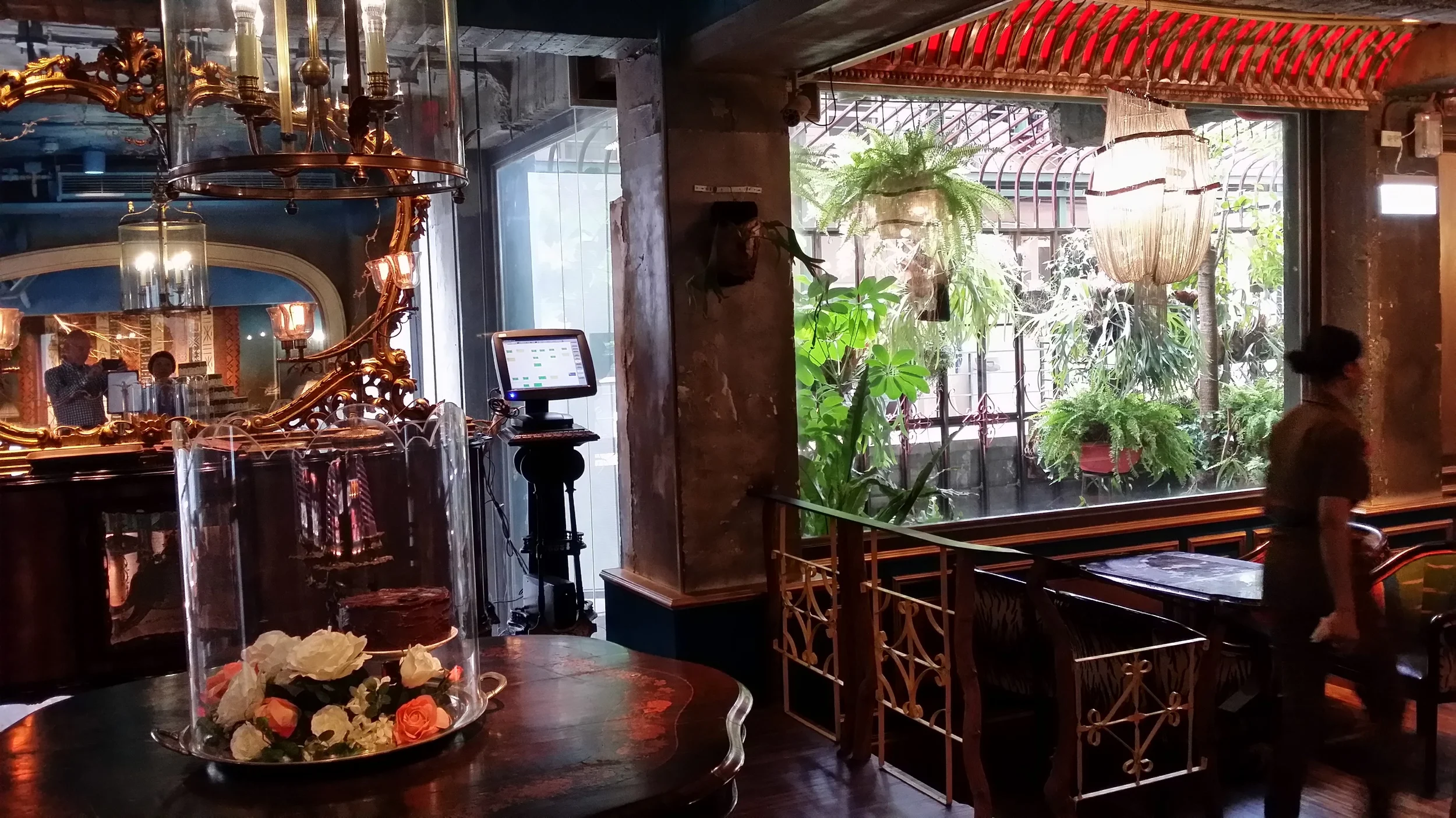 One of the restaurant interiors. Exquisitely oriental in the shell of a concrete bunker 