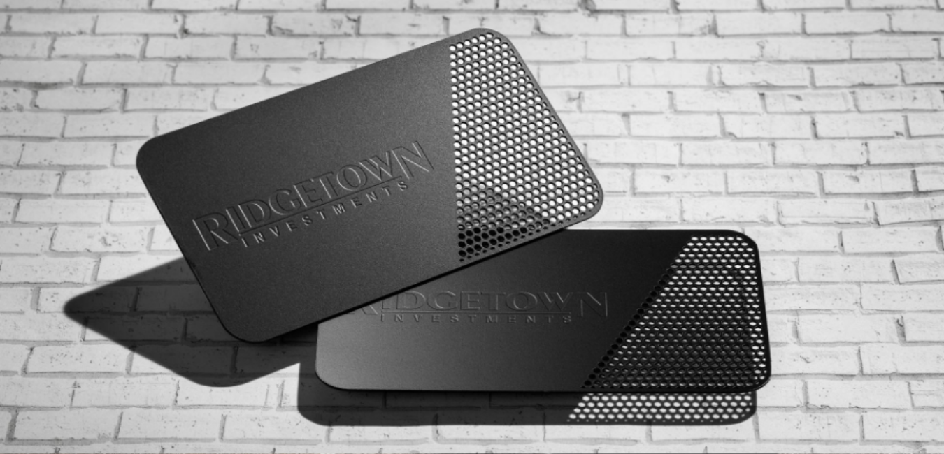 Die Cut Metal Embossed Black Business Cards for Investment Group