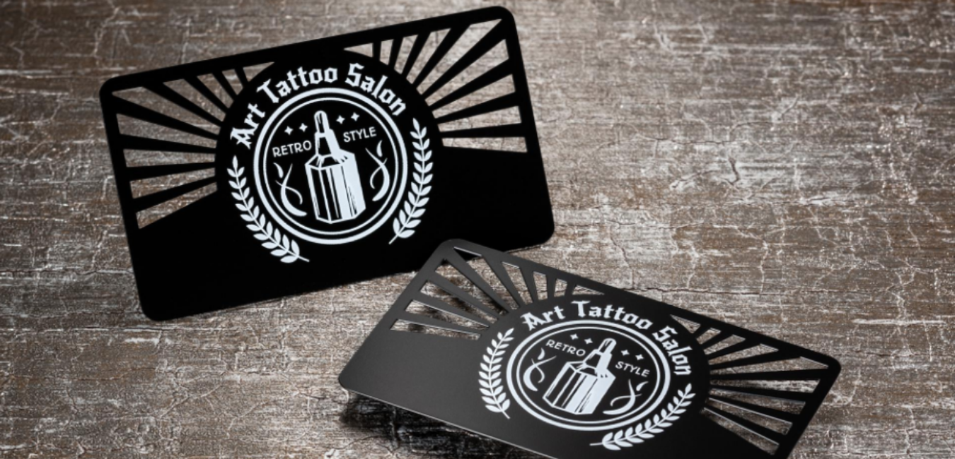 Die Cut Metal Business Cards for Tattoo Parlor