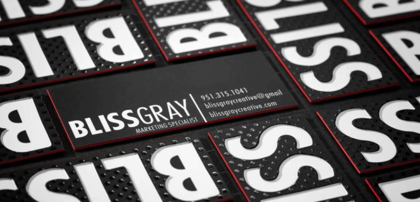 Raised Spot UV Business Cards Red Color Edge Printing