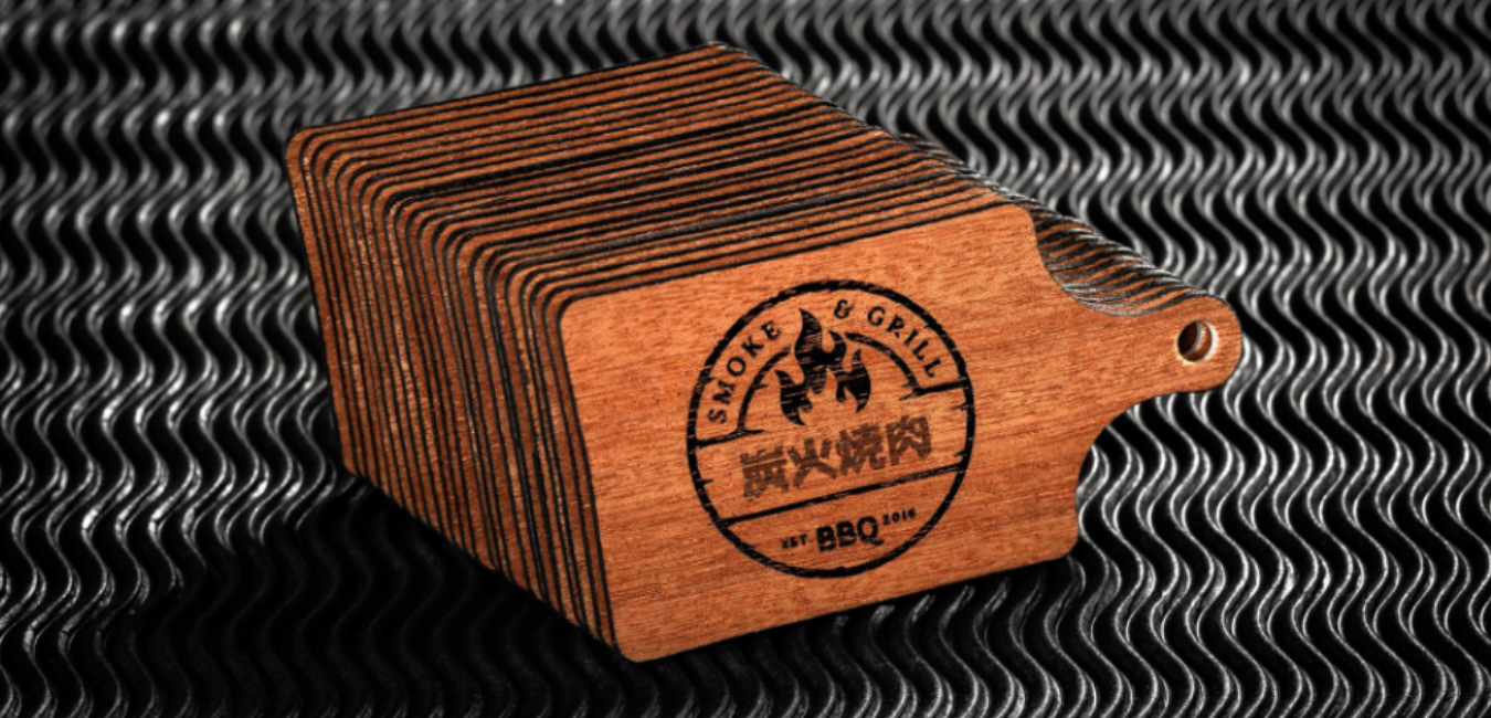 Wood Die Cut Business Card for BBQ Smokehouse Restaurant