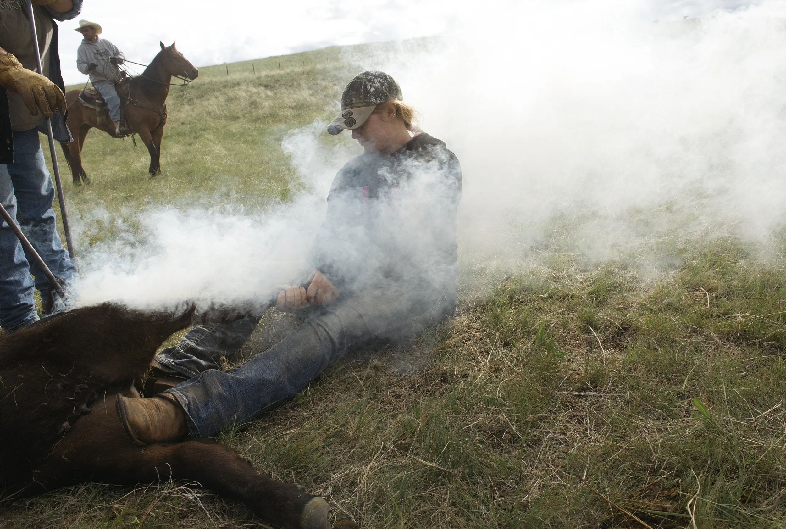 Calf branding. Cherry County, Nebraska.