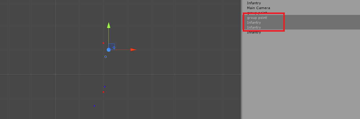 Here you can see group points and infantry interacting