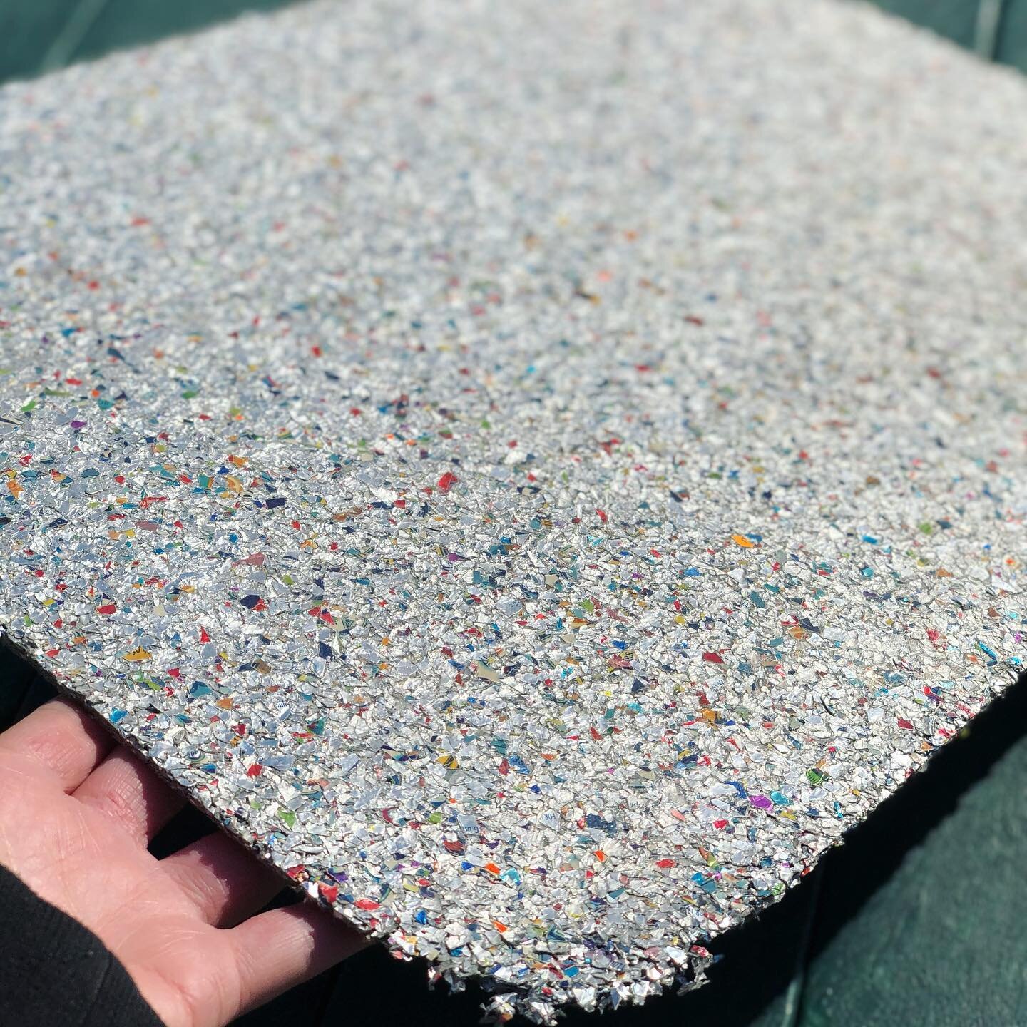 Technovomit - an exciting material made from compressed aluminized plastic.