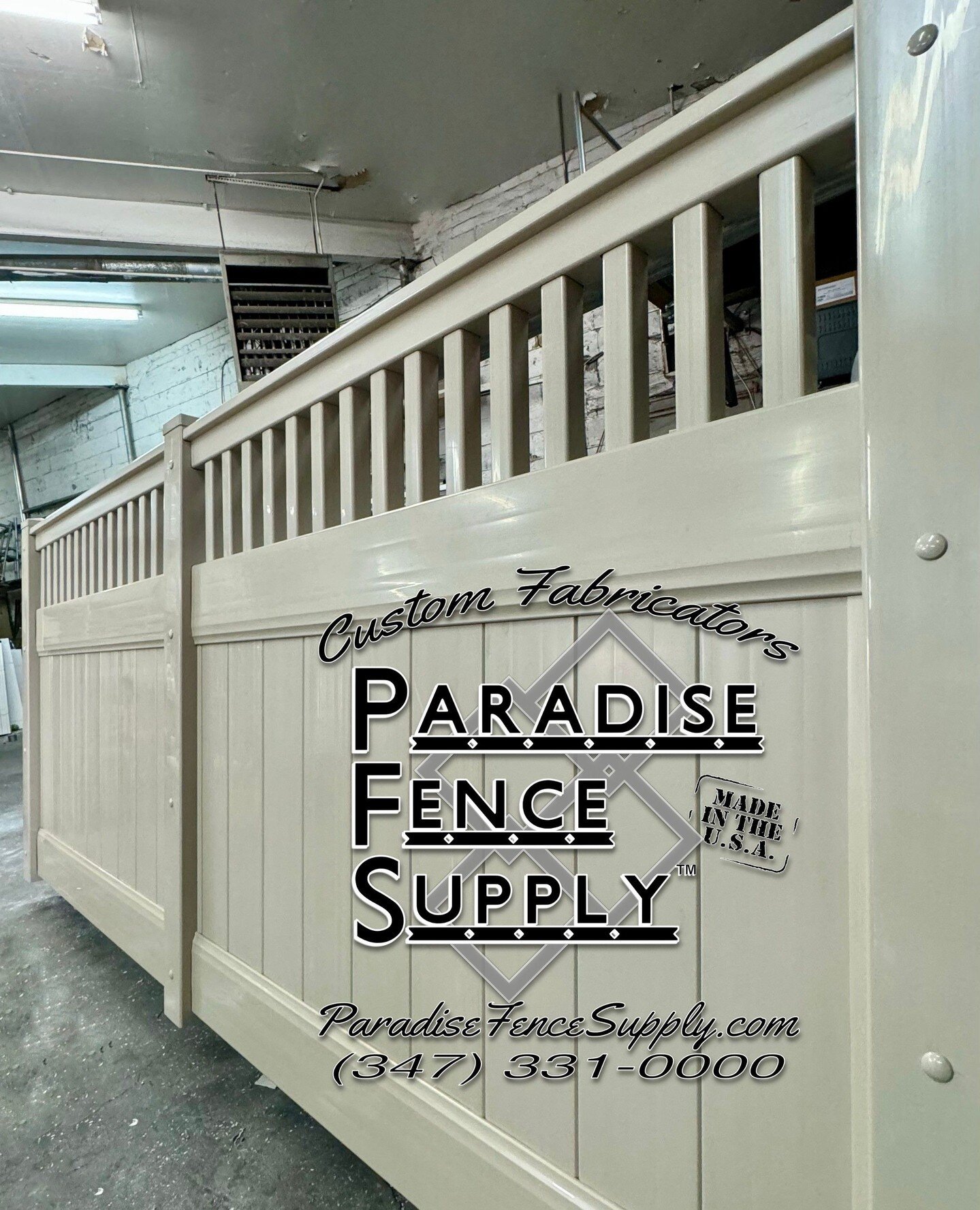 Custom PVC Sliding gates are available at Paradise Fence Supply. This rolling PVC gate features our 2&quot; x 7&quot; Deco rails with a T-Rail top rail. It is backed with a custom-made welded galvanized frame. Interested? Contact us today at (347) 33