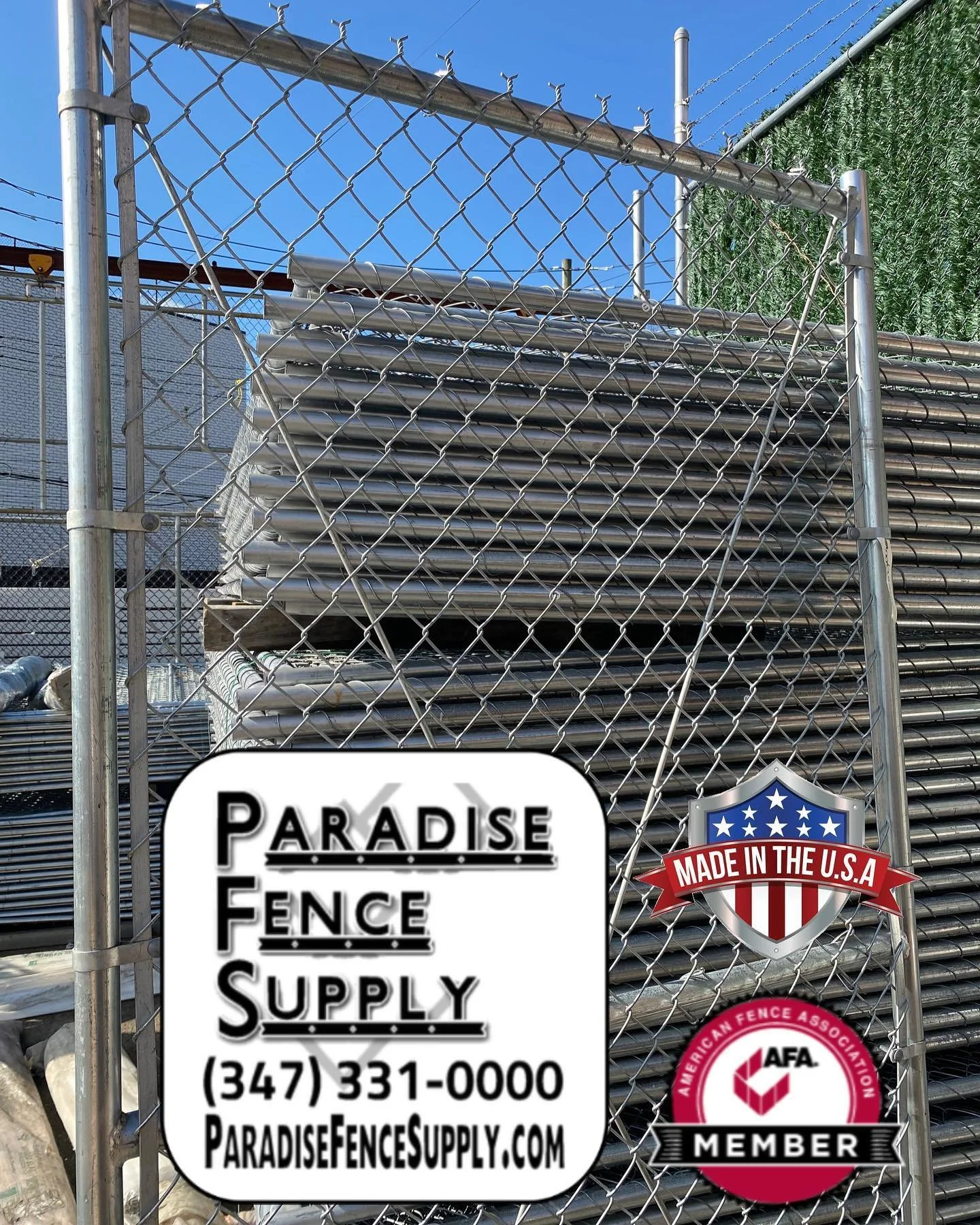 Chain-Link gates, construction panels and bases, in stock and custom made by Paradise Fence Supply. Call (347) 331-0000 or visit ParadiseFenceSupply.com Address: 15302 Baisley Blvd, Jamaica, NY 11434. Commercial, Residential and Industrial Fence Supp